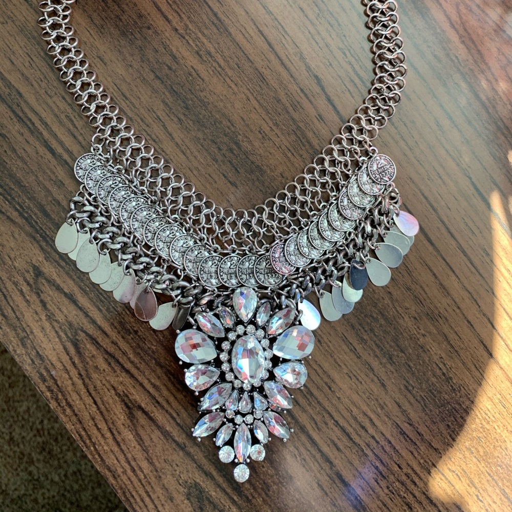 Statement antique style bling necklace